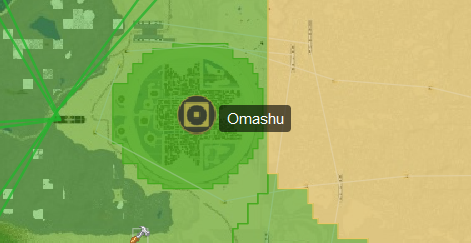 Image showing the popup 'Omashu' when hovering over the Earth Kingdom Icon on Omashu in Dynmap